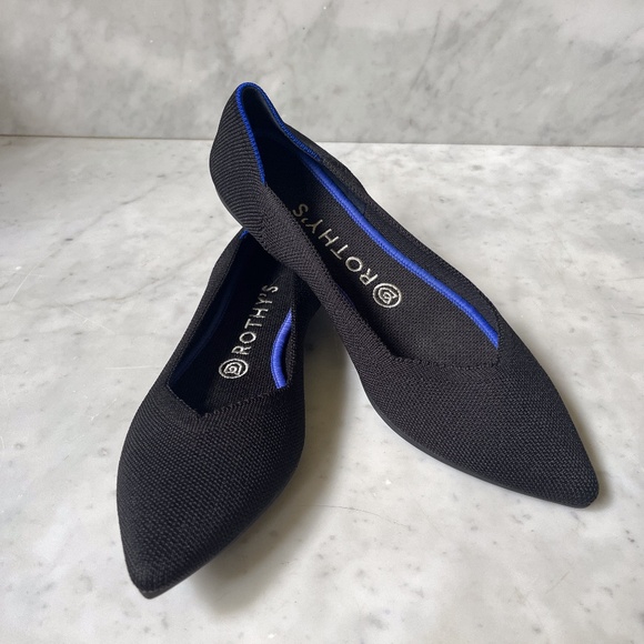 Rothy's The Point Classic Black Flat Size W8.5 Excellent! - Picture 1 of 12